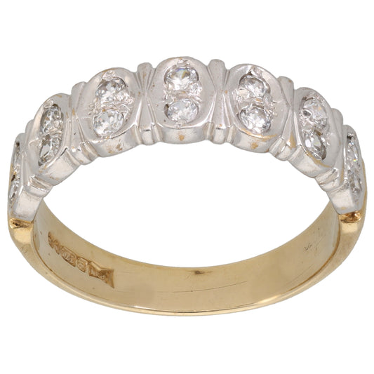 9ct Bi-Colour Gold Cubic Zirconia Dress/Cocktail Ring Size O