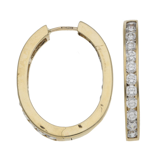 9ct Gold Cubic Zirconia Hoop Earrings