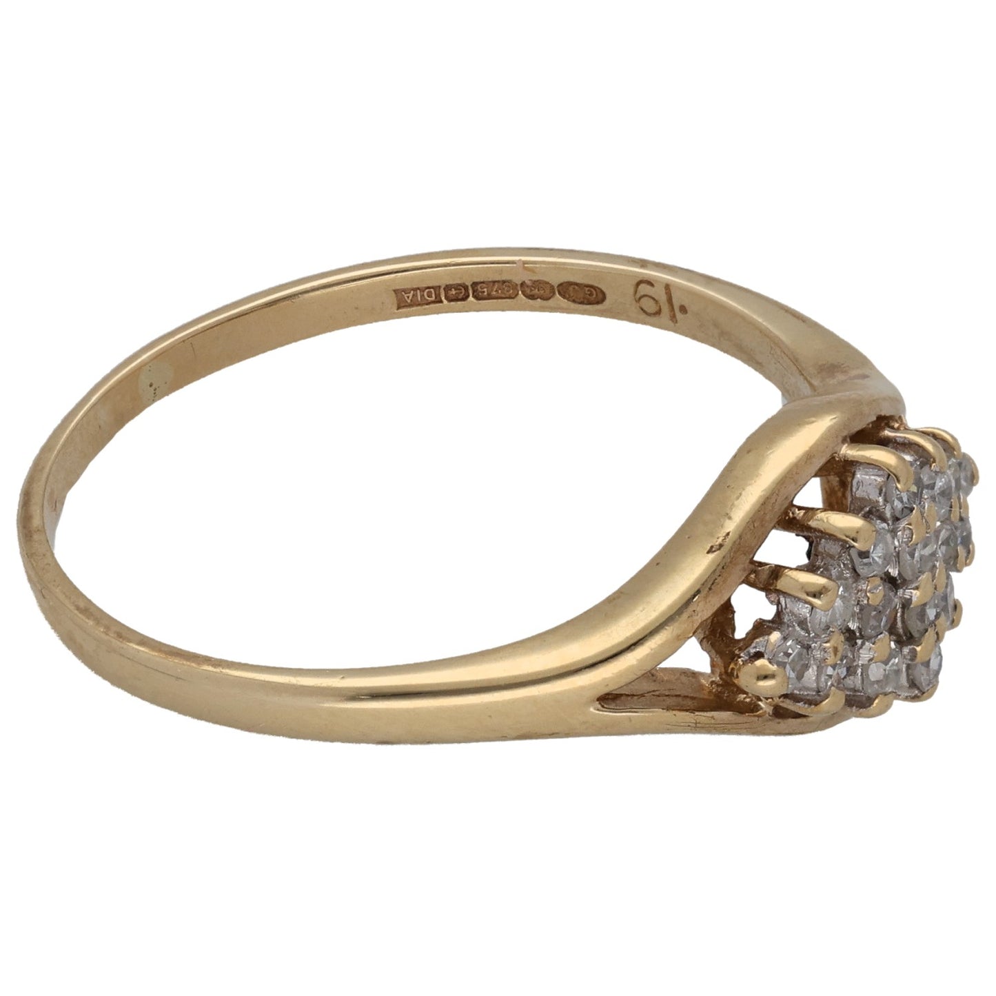 9ct Gold 0.16ct Diamond Cluster Ring Size R