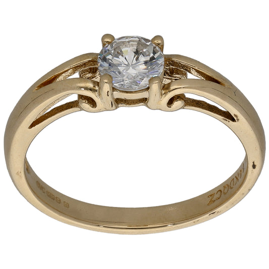 14ct Gold Cubic Zirconia Single Stone Ring Size N