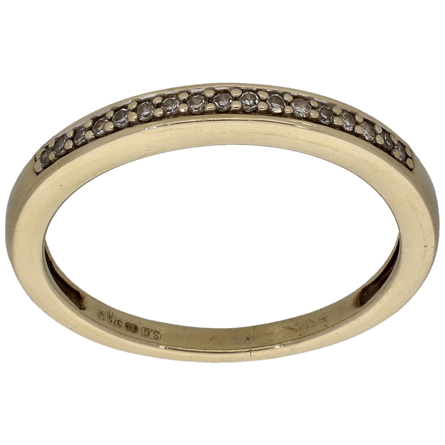 9ct Gold 0.085ct Diamond Half Eternity Ring Size L
