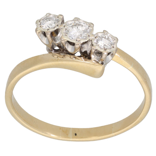 9ct Gold 0.30ct Diamond Trilogy Ring Size M