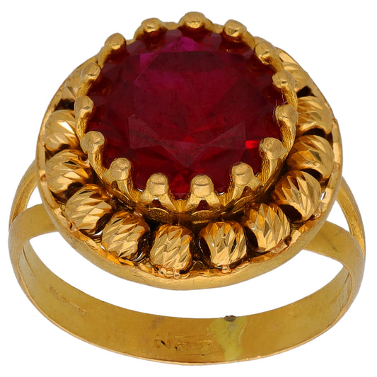 22ct Gold Imitation Gem Single Stone Ring Size M