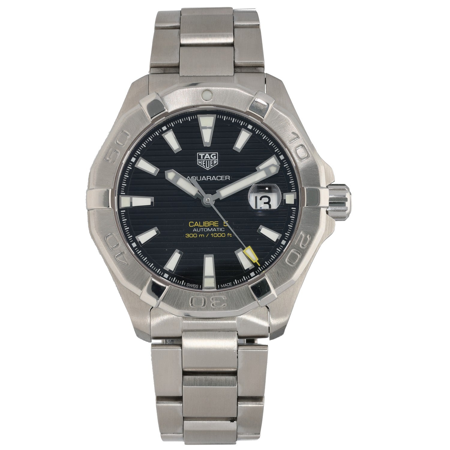 Tag Heuer Aquaracer WAY2010-0 Stainless steel Aquaracer wristwatch with black dial, metal bracelet, date window