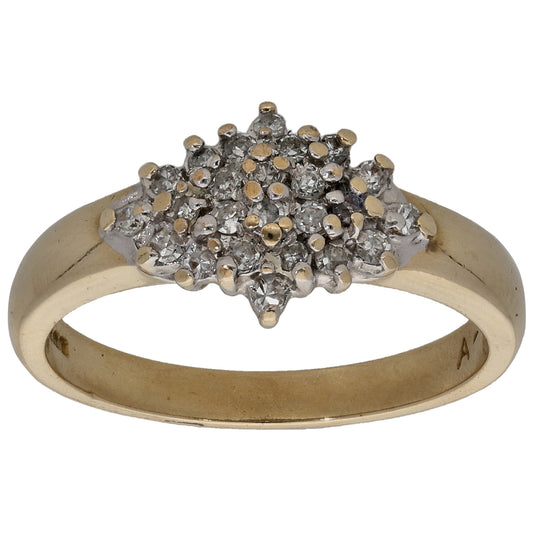 9ct Gold 0.24ct Diamond Cluster Ring Size K