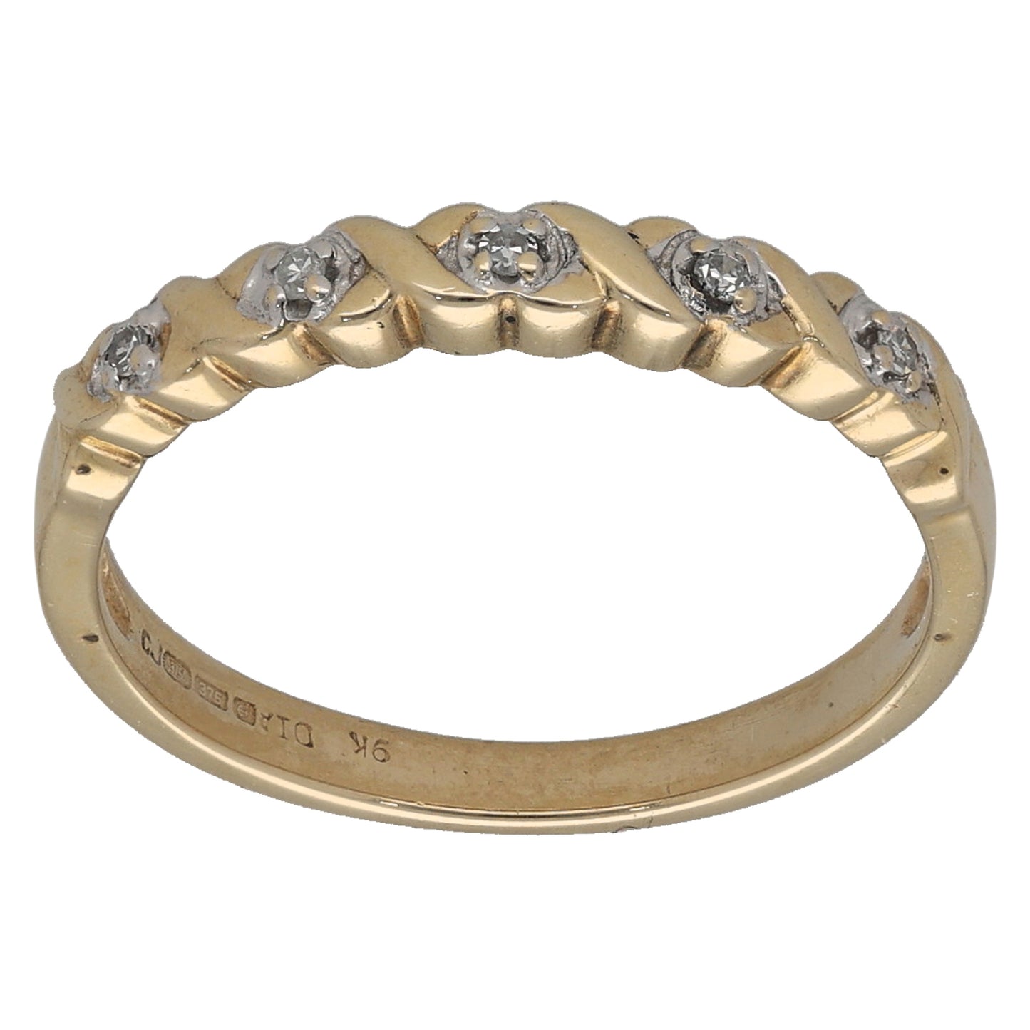 9ct Gold 0.05ct Diamond Half Eternity Ring Size M