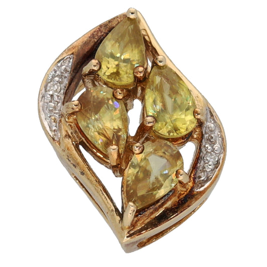 9ct Gold 0.01ct Diamond & Sphene Dress/Cocktail Pendant