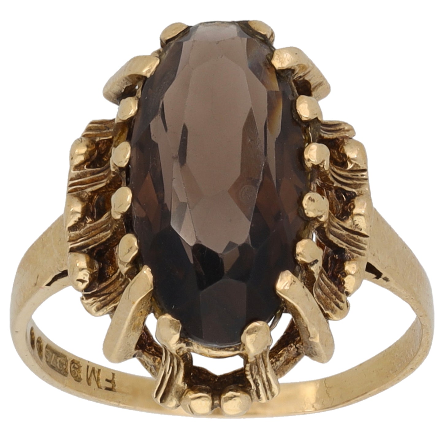 9ct Gold Smoky Quartz Single Stone Ring Size K