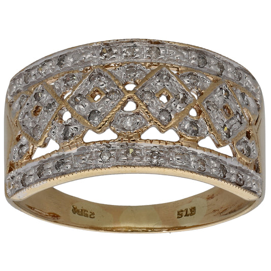 9ct Gold 0.25ct Diamond Dress/Cocktail Ring Size U