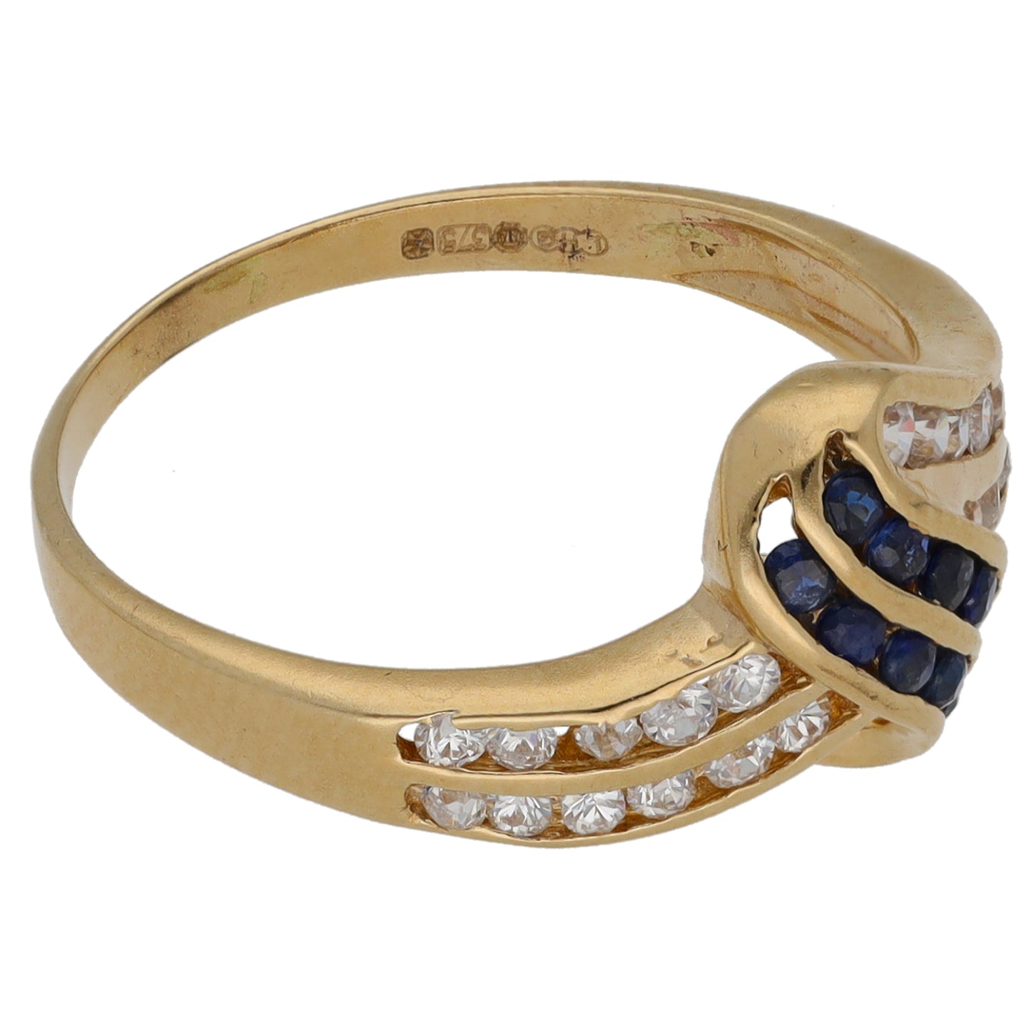 9ct Gold Sapphire & Cubic Zirconia Dress/Cocktail Ring Size O