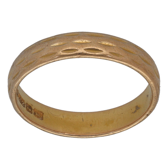 22ct Gold Patterned Wedding Ring Size O