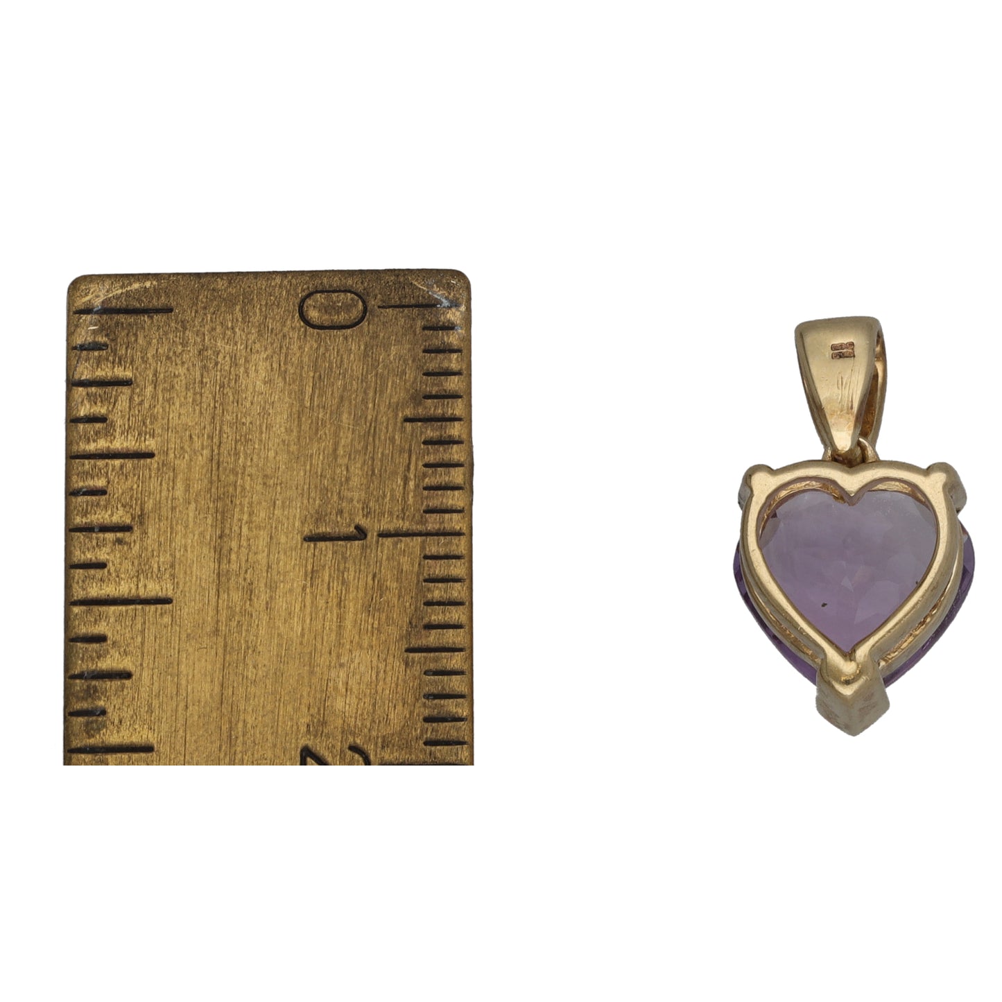 9ct Gold Amethyst & Quartz Heart Pendant