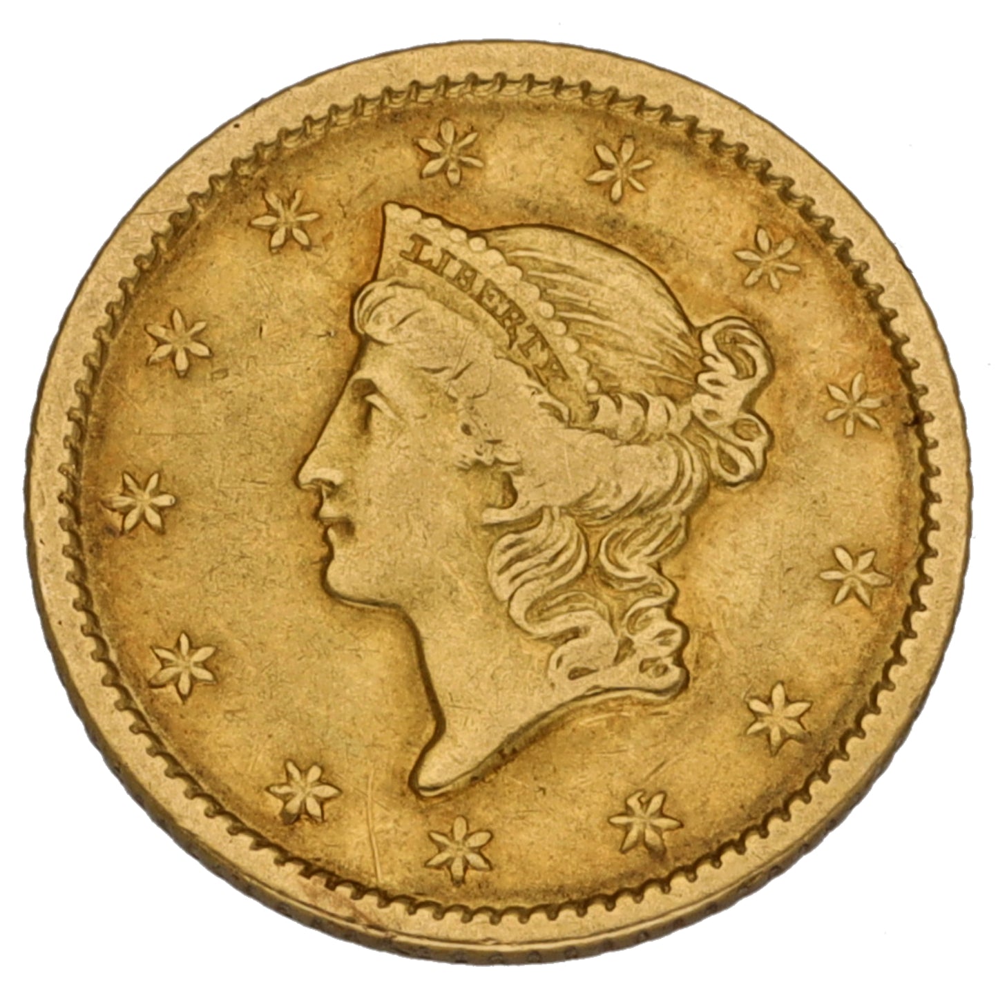22ct Gold US Liberty Head 1 Dollar Coin 1849