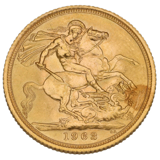 22ct Gold Queen Elizabeth II Full Sovereign Coin 1963