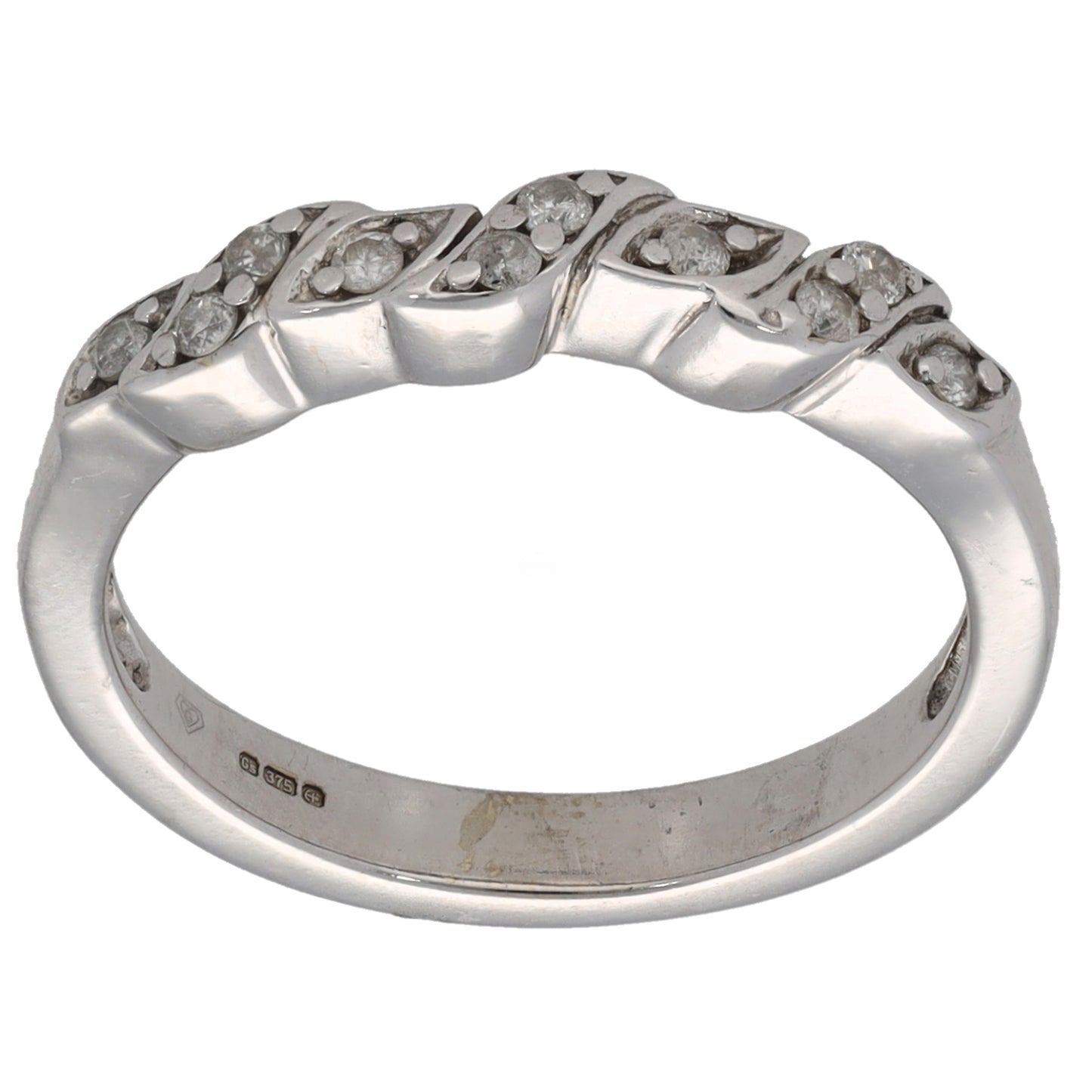 9ct White Gold 0.15ct Diamond Half Eternity Ring Size M