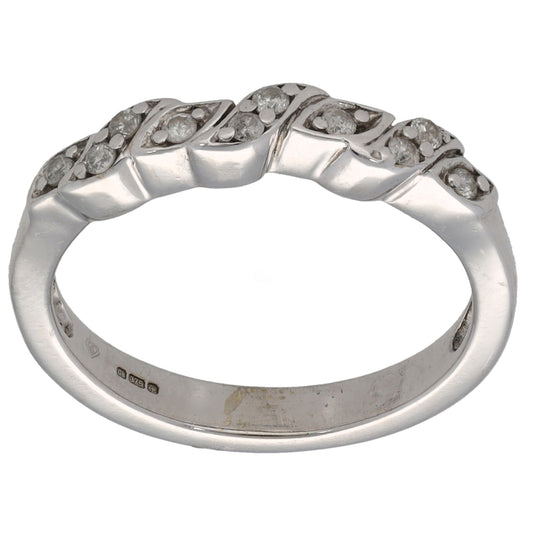 9ct White Gold 0.15ct Diamond Half Eternity Ring Size M
