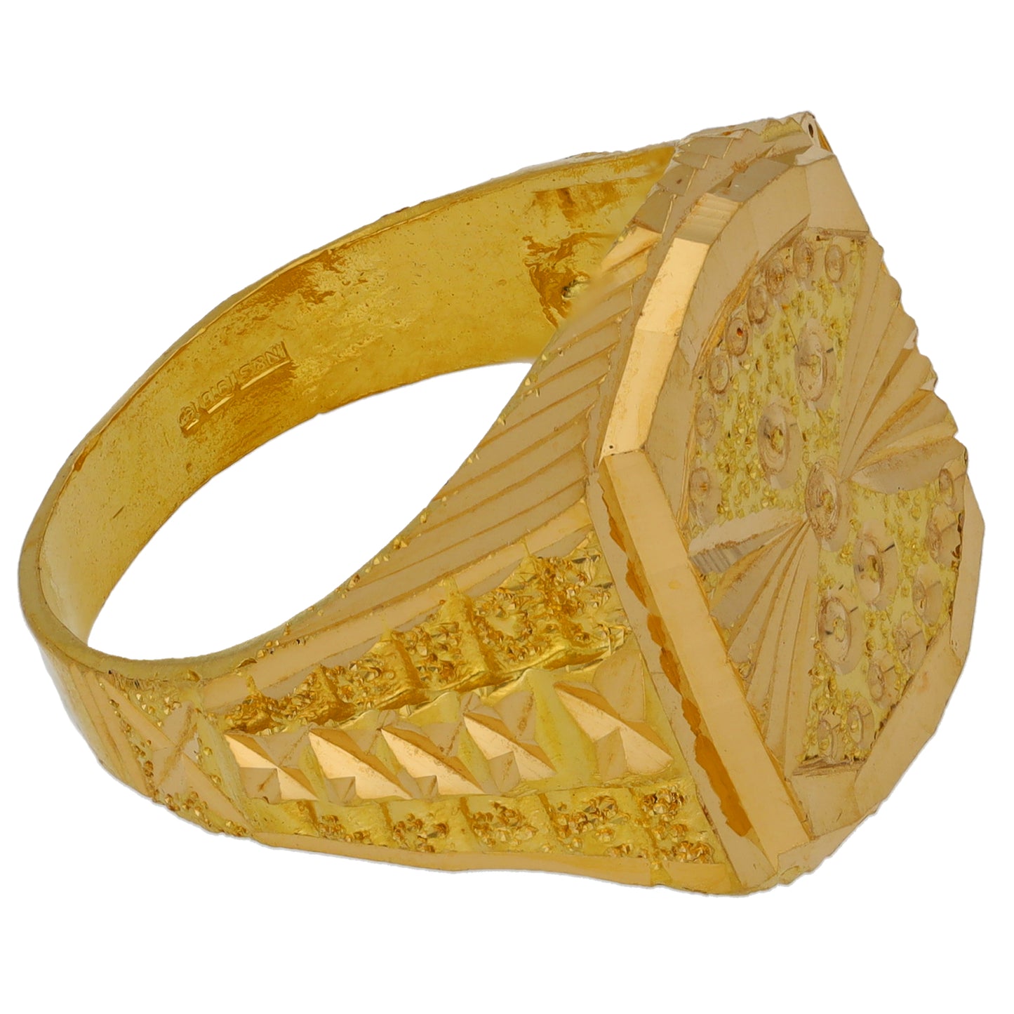 22ct Gold Patterned Signet Ring Size T