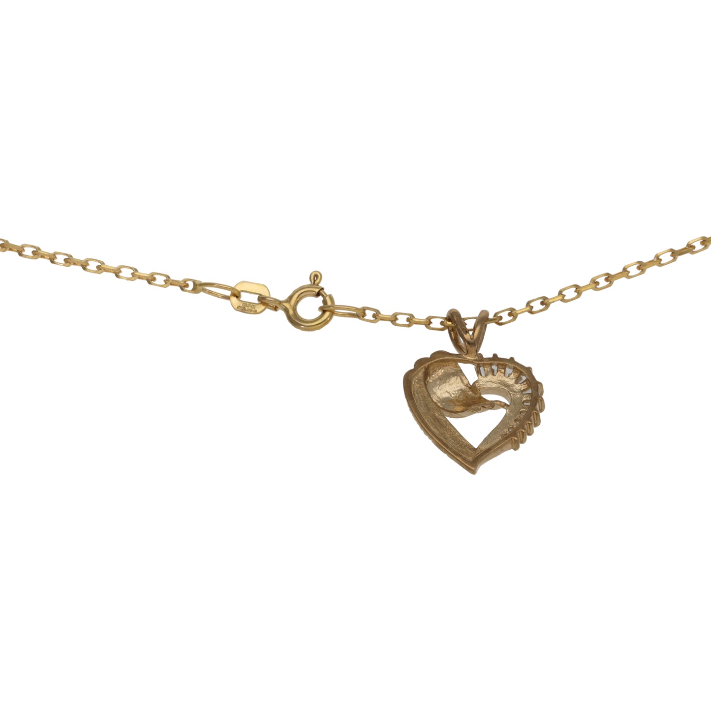 9ct Gold Cubic Zirconia Heart Pendant With Chain