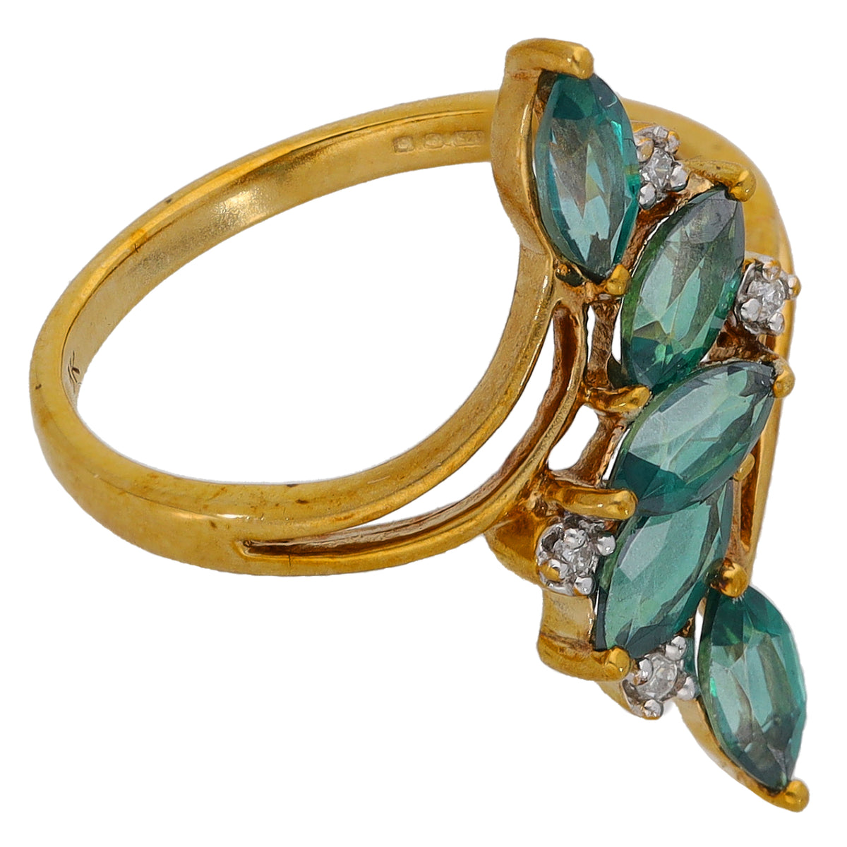 9ct Gold Coated Topaz & 0.02ct Diamond Dress/Cocktail Ring Size N