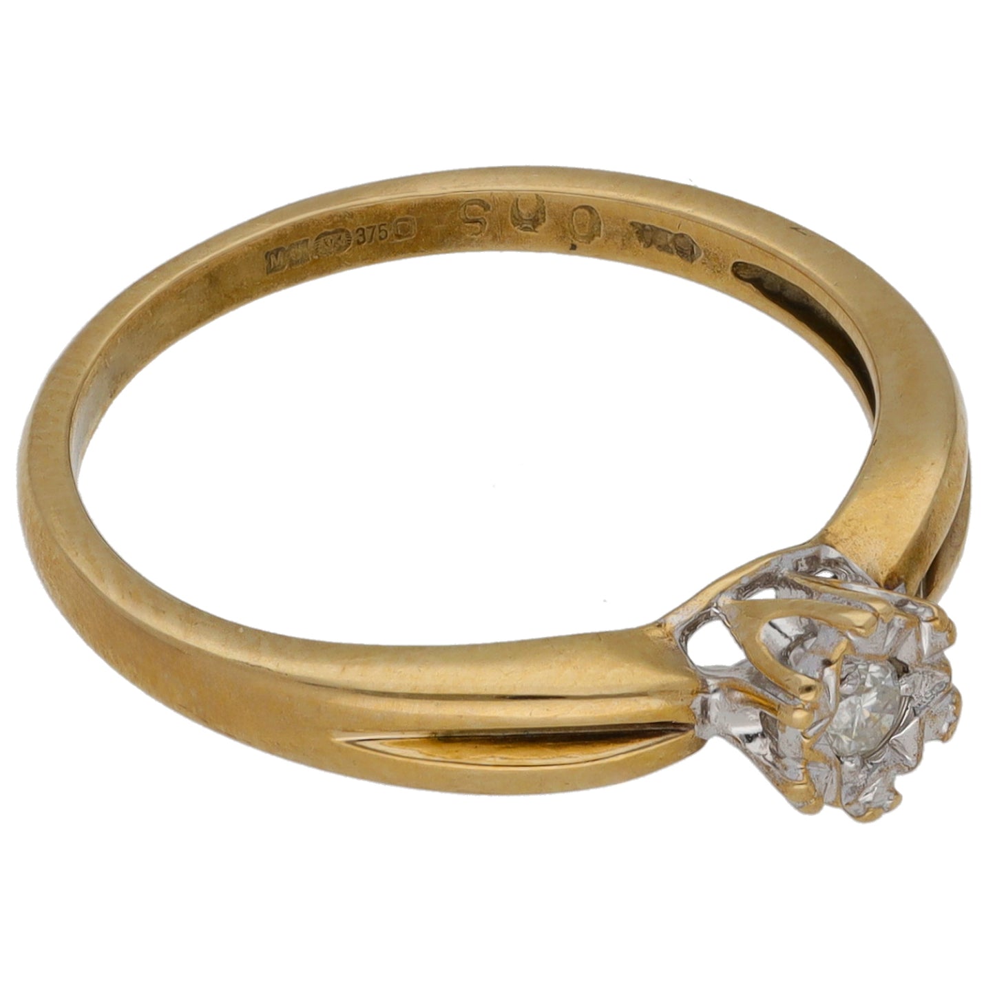9ct Gold 0.05ct Diamond Solitaire Ring Size N