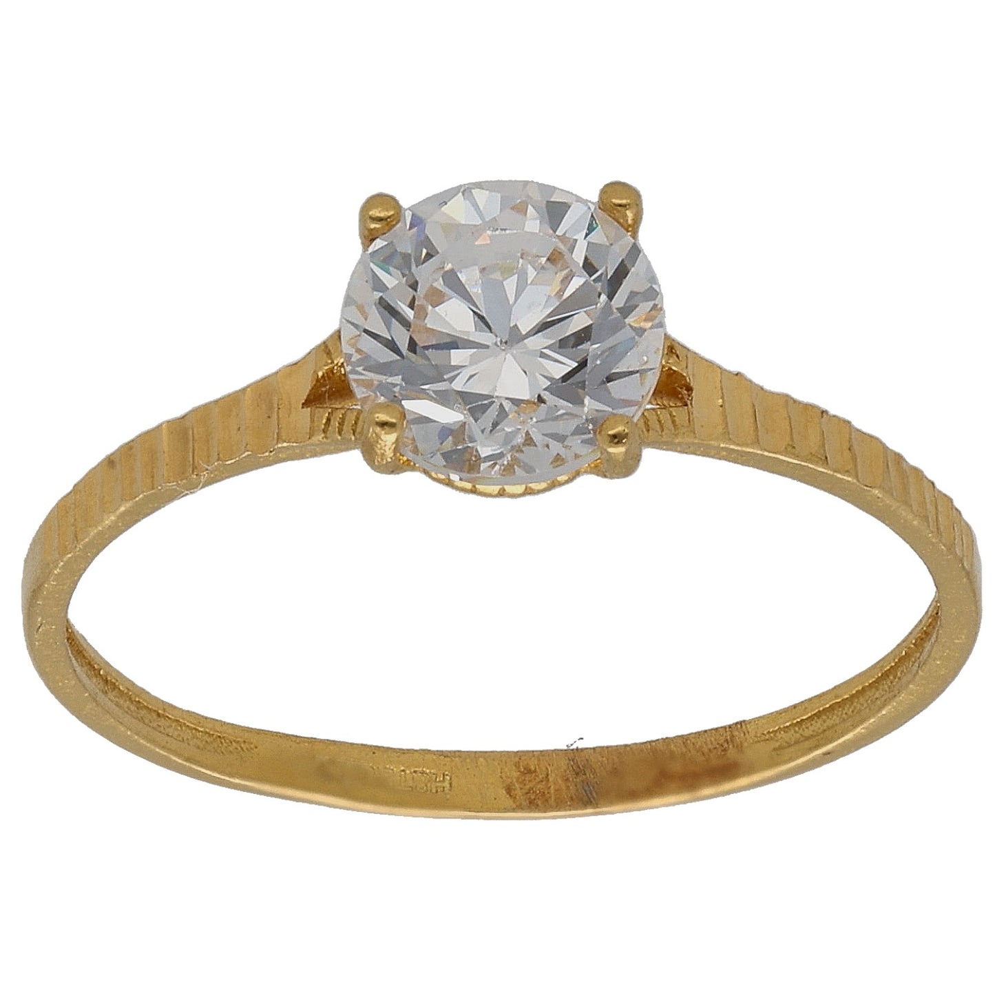 22ct Gold Cubic Zirconia Single Stone Ring Size M