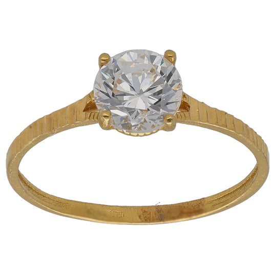 22ct Gold Cubic Zirconia Single Stone Ring Size M