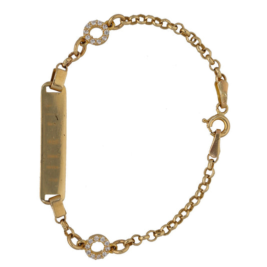 14ct Gold Cubic Zirconia  ID Bracelet