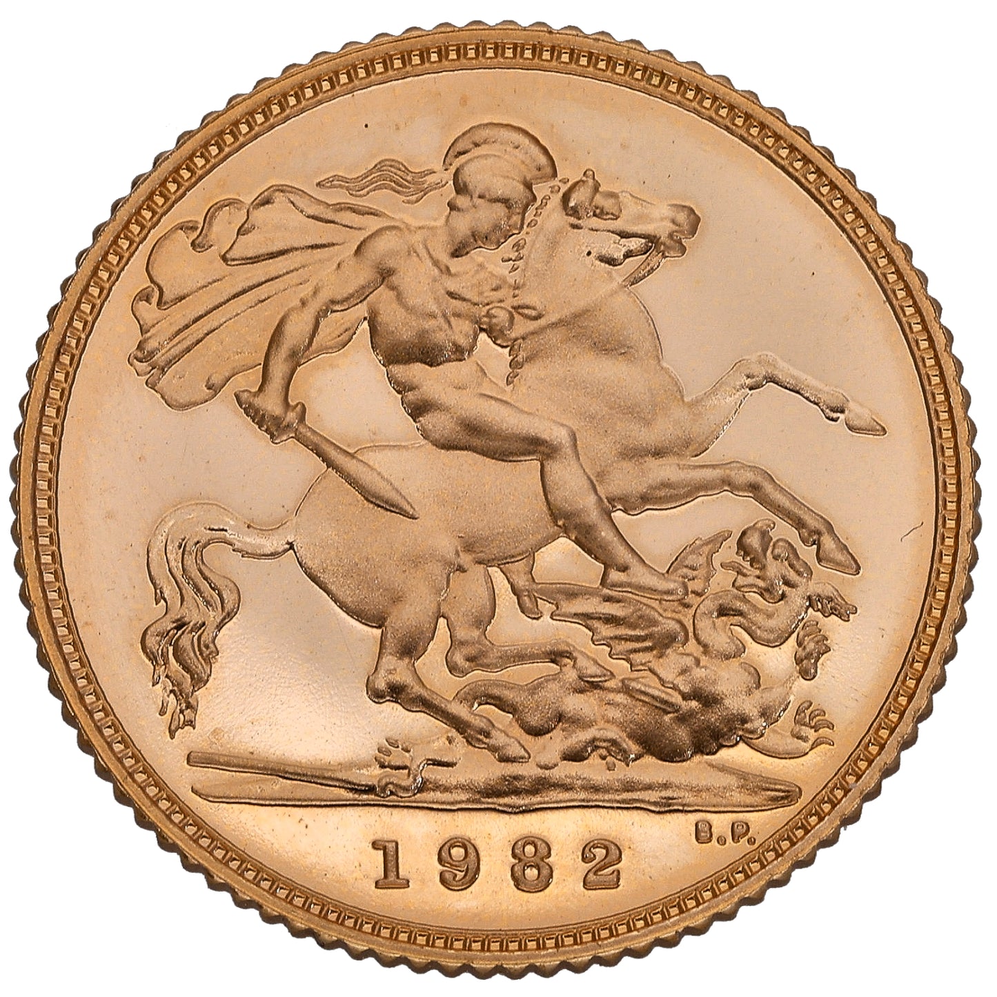22ct Gold Queen Elizabeth II Half Sovereign Coin 1982