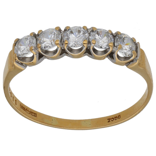 14ct Gold Cubic Zirconia Half Eternity Ring Size T