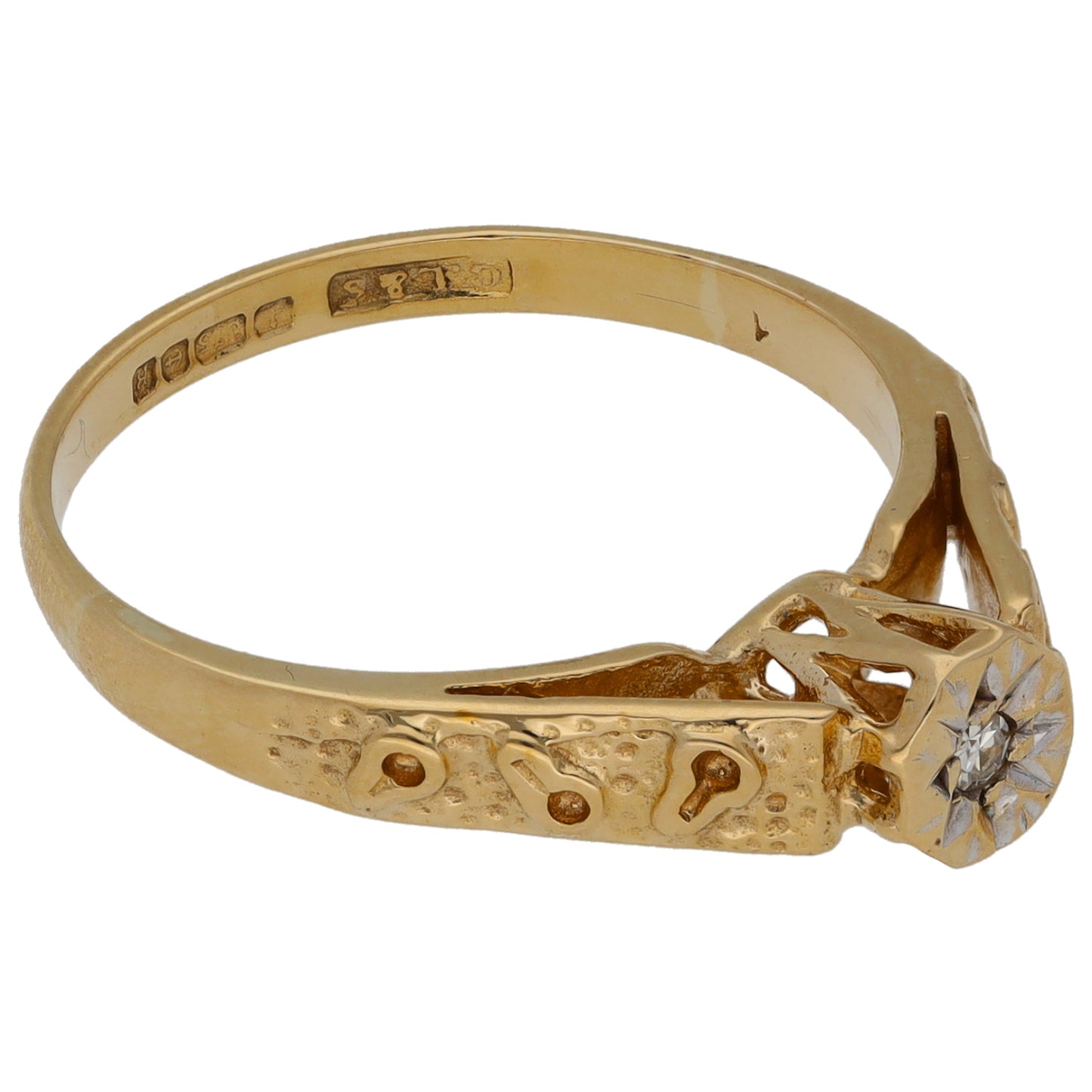 9ct Gold 0.02ct Diamond Solitaire Ring Size S