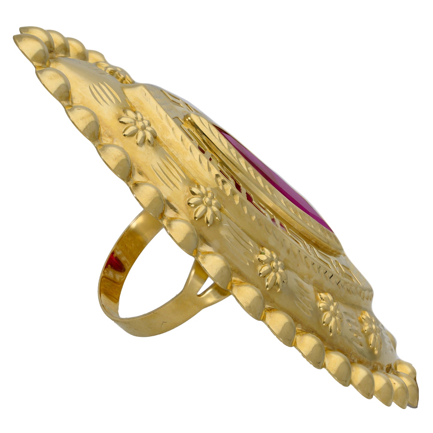14ct Gold Man Made Ruby Alternative Ring Size N