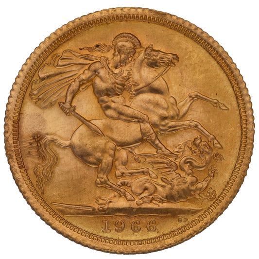 22ct Gold Queen Elizabeth II Full Sovereign Coin 1966