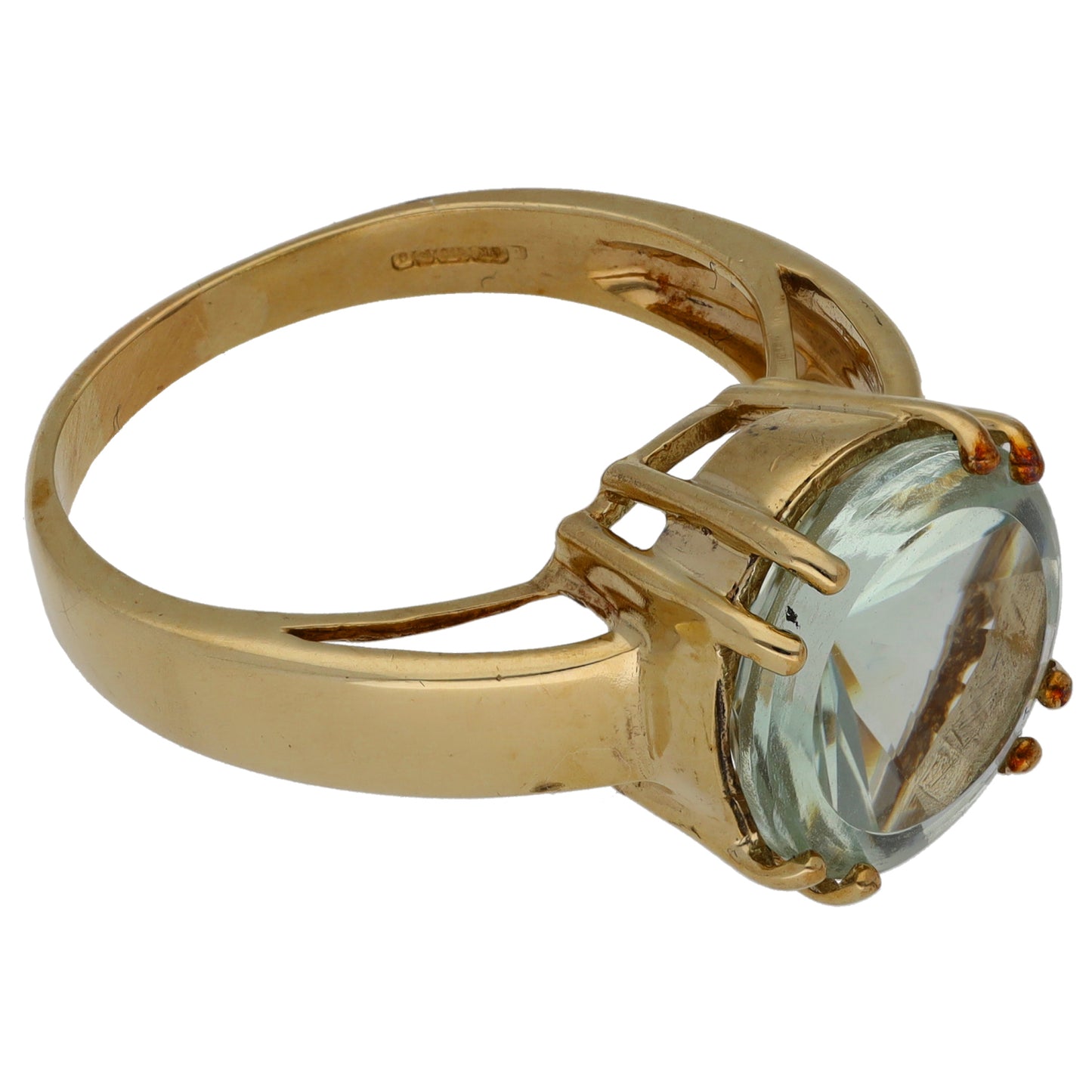 9ct Gold Green Quartz Single Stone Ring Size S