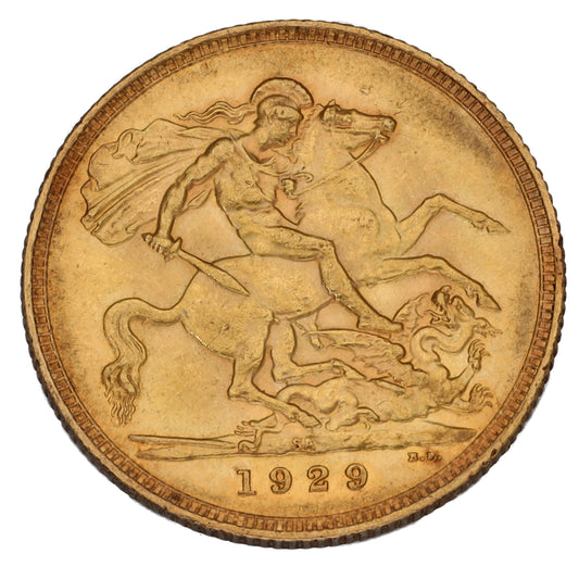 22ct Gold King George V Full Sovereign Coin 1929