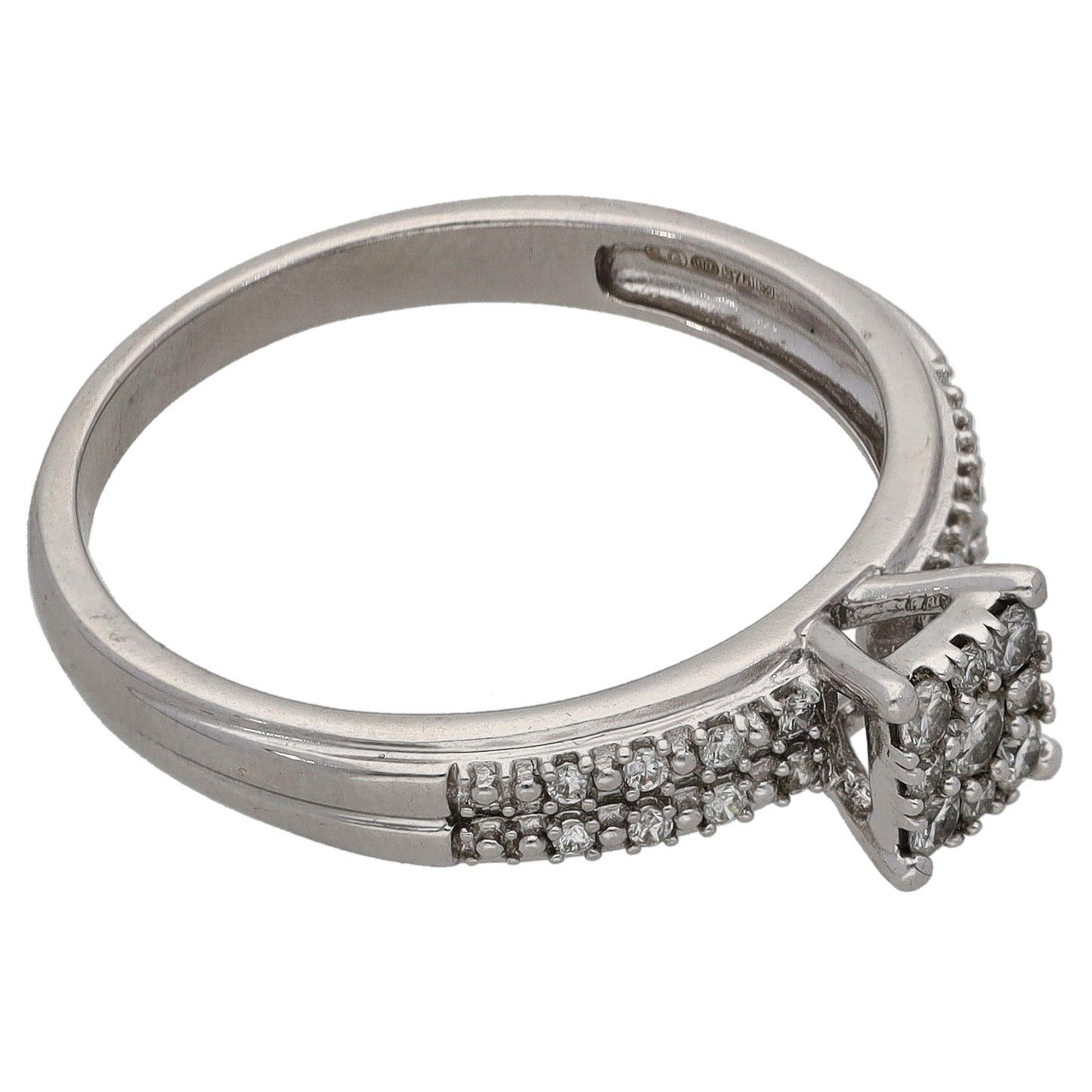 9ct White Gold 0.25ct Diamond Cluster Ring Size R
