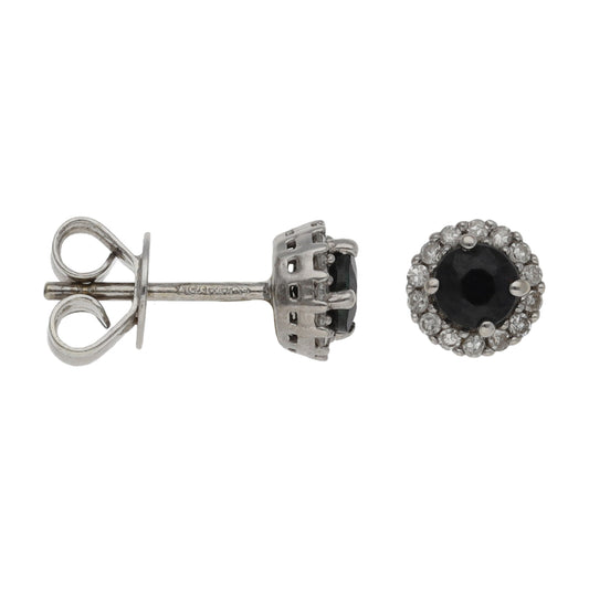 9ct White Gold 0.14ct Diamond & Sapphire Dress/Cocktail Earrings