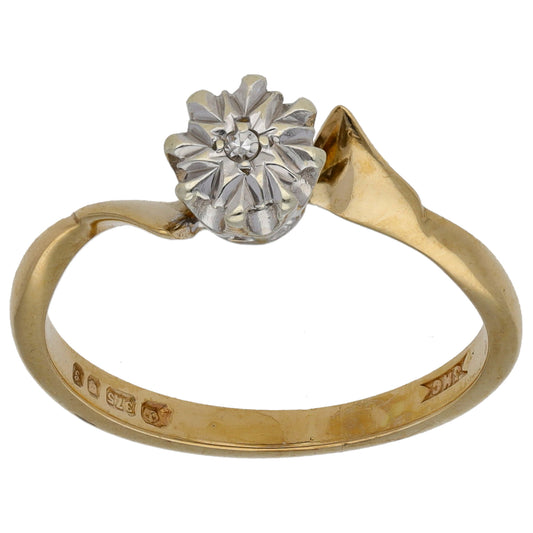 9ct Gold 0.02ct Diamond Solitaire Ring Size L