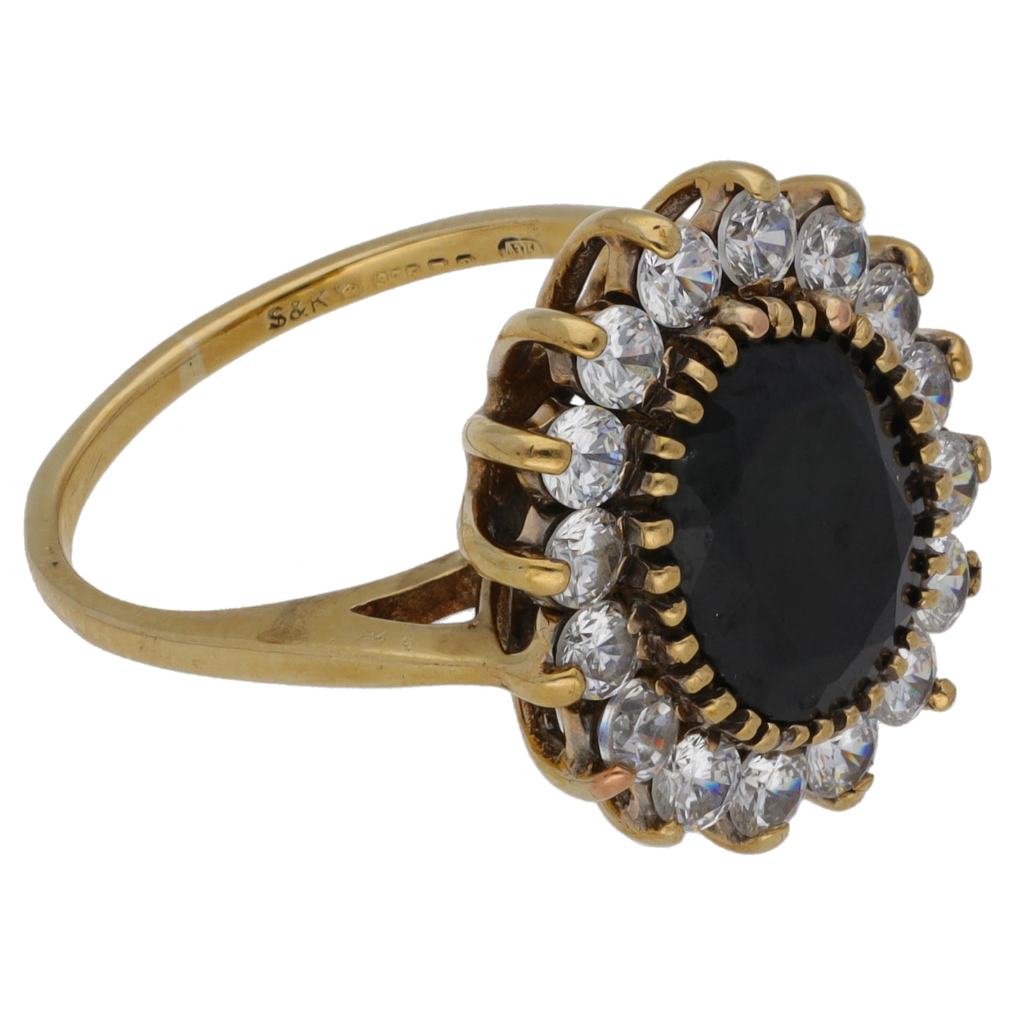 9ct Gold Sapphire & Cubic Zirconia Dress/Cocktail Ring Size L
