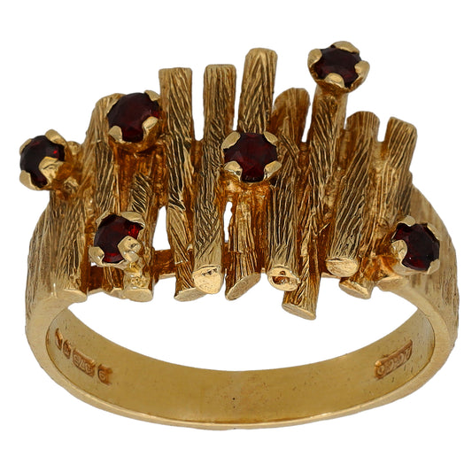 9ct Gold Garnet Dress/Cocktail Ring Size P