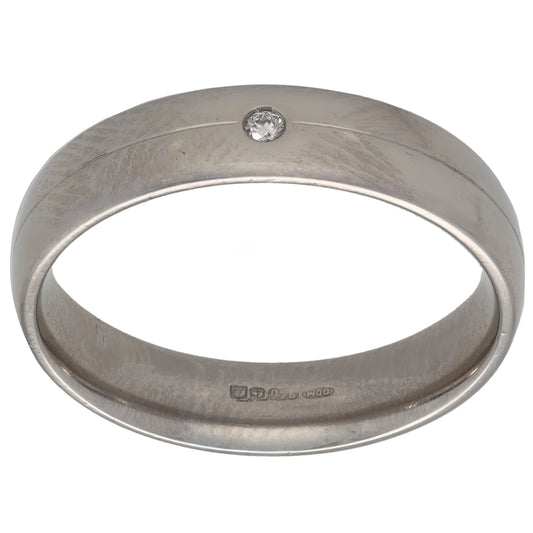 Platinum 0.02ct Diamond Single Stone Wedding Ring Size S