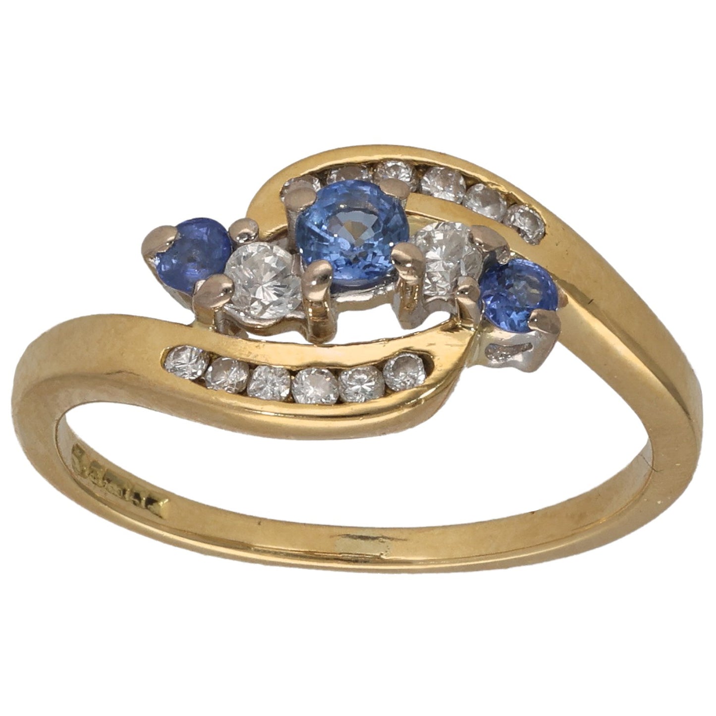 18ct Gold Sapphire & 0.20ct Diamond Dress/Cocktail Ring Size L