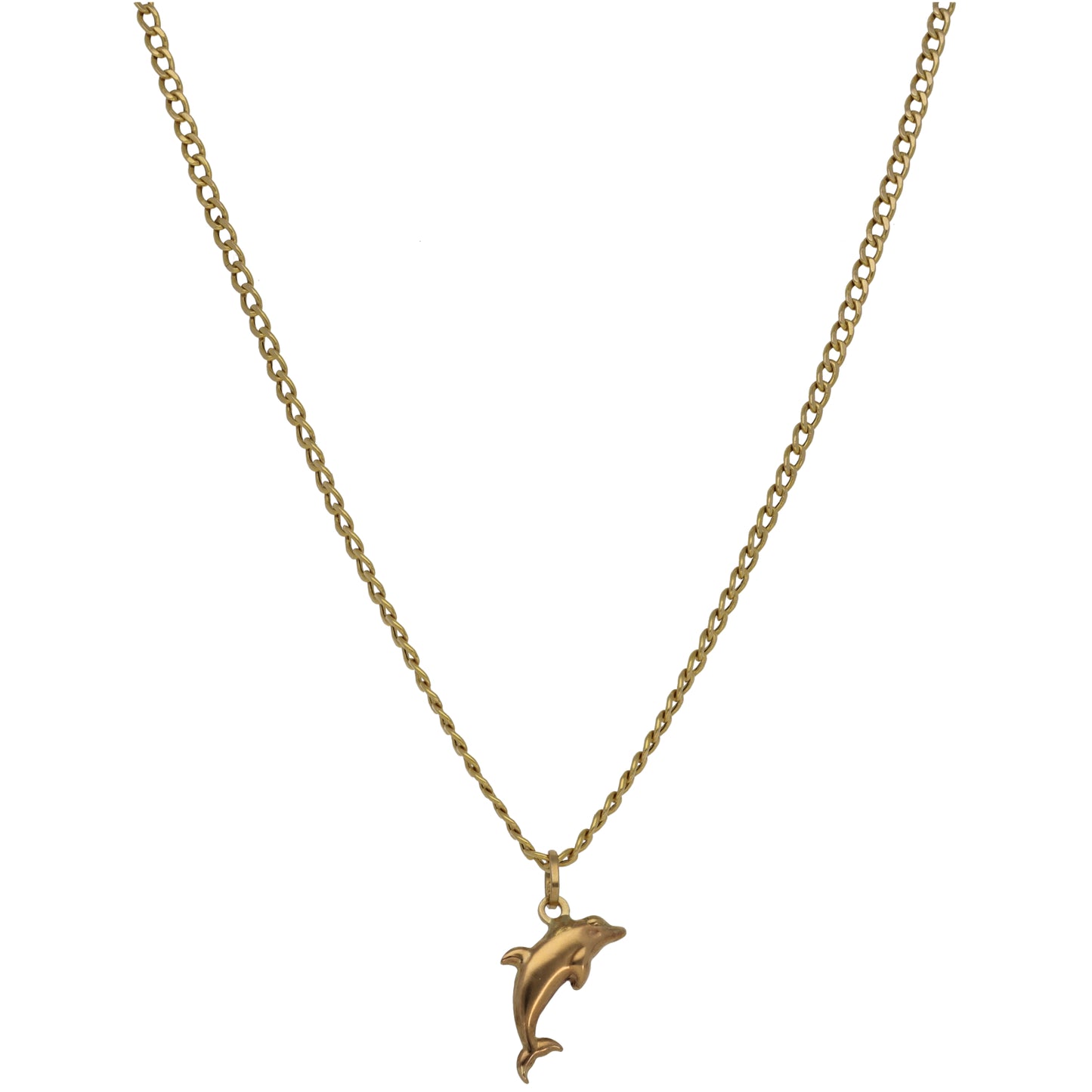 9ct Gold Dolphin Pendant With Chain