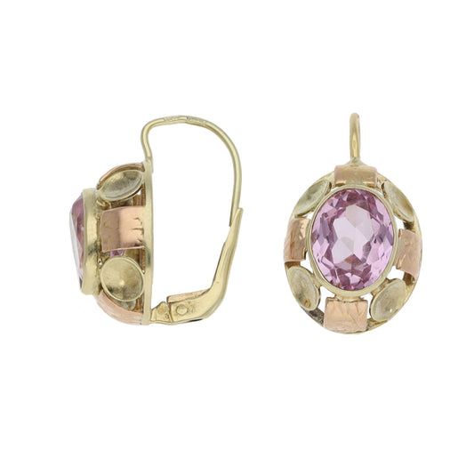 14ct Bicolour Gold Imitation Drop Earrings