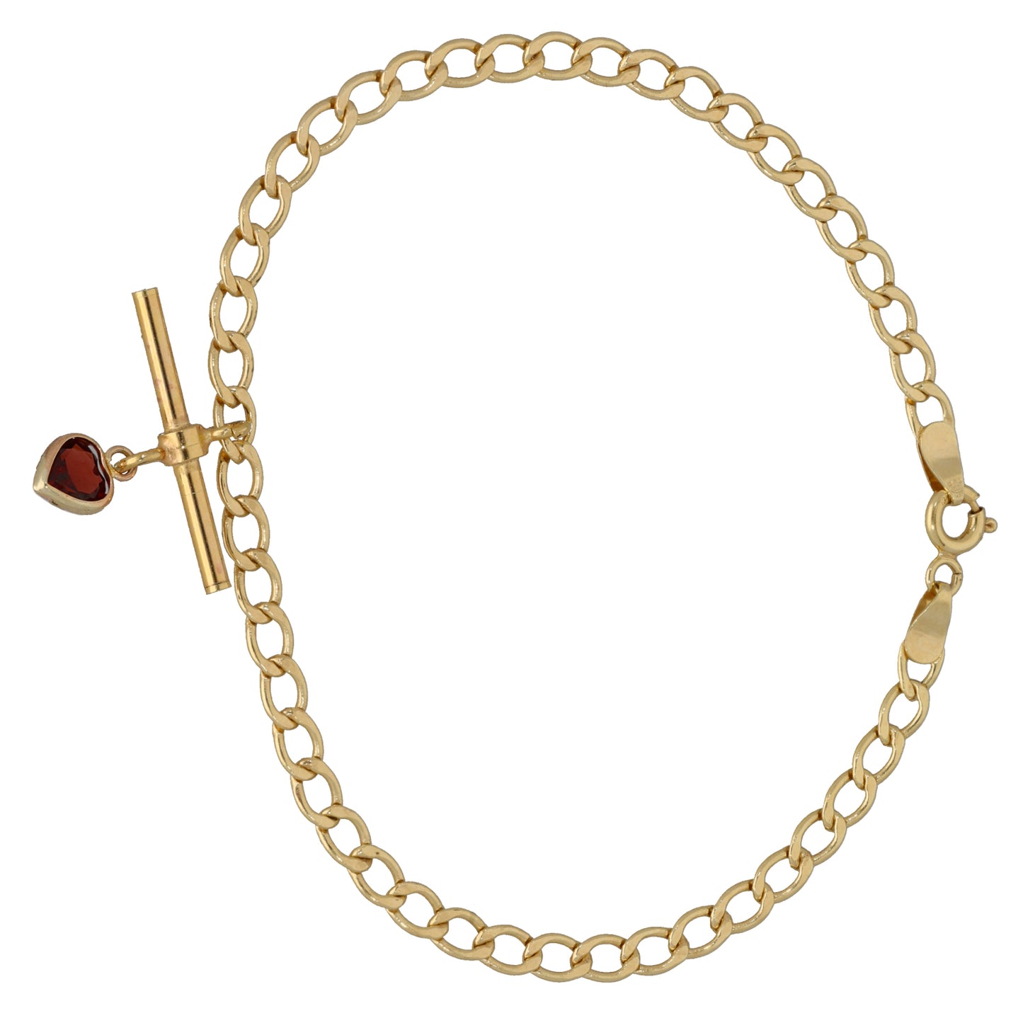 9ct Gold Garnet Curb Bracelet