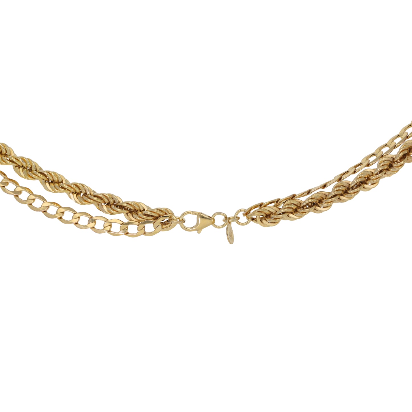 New 9ct Gold Rope & Curb Layered Chain 20"