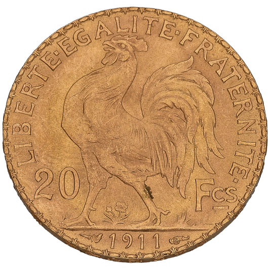 22ct Gold French 20 Francs Coin 1911