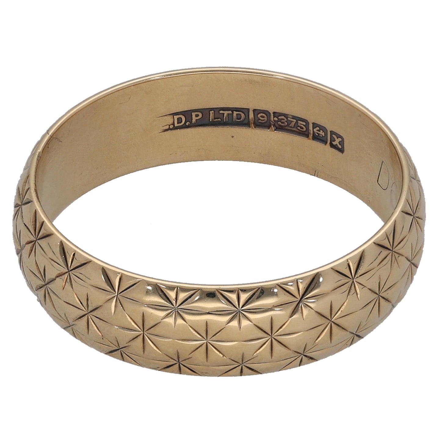 9ct Gold Patterned Wedding Ring Size Q