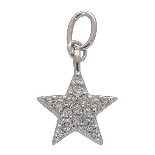 New Sterling Silver Cubic Zirconia Star Pendant