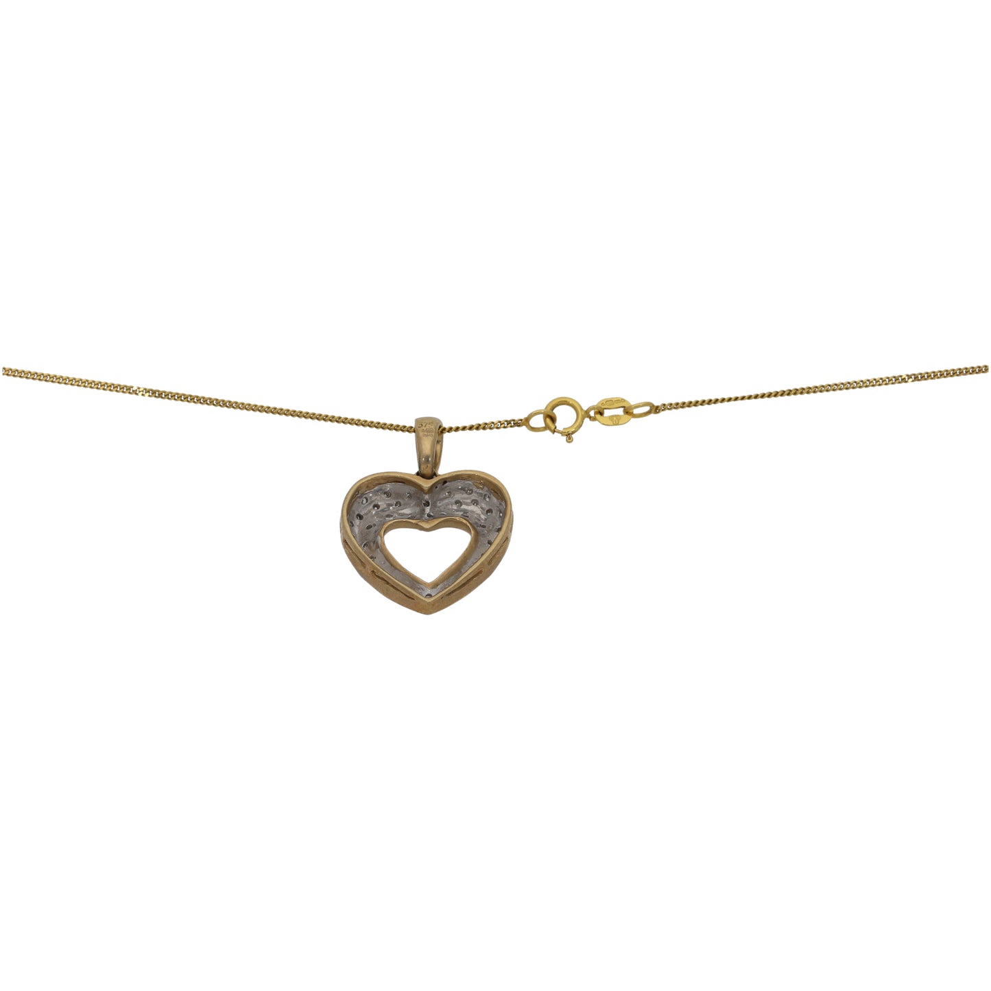 9ct Bicolour Gold 0.35ct Diamond Heart Pendant With Chain
