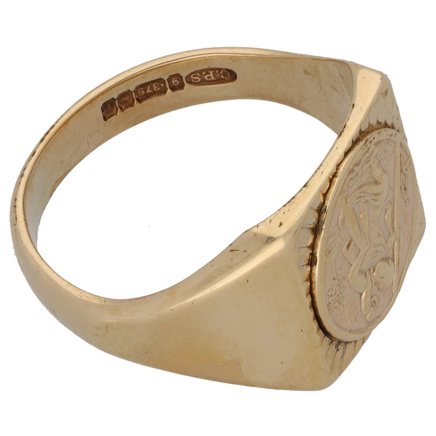 9ct Gold St Christopher Signet Ring Size Y